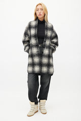 Isabel Marant Étoile Black & White Plaid Wool Coat