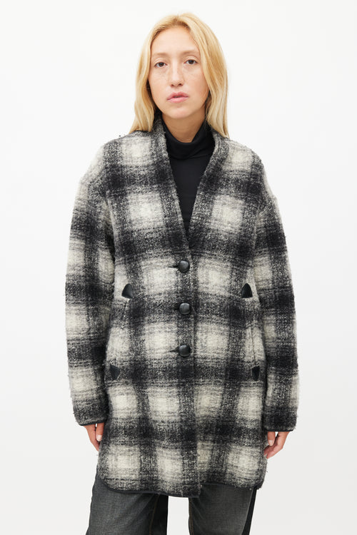 Isabel Marant Étoile Black & White Plaid Wool Coat