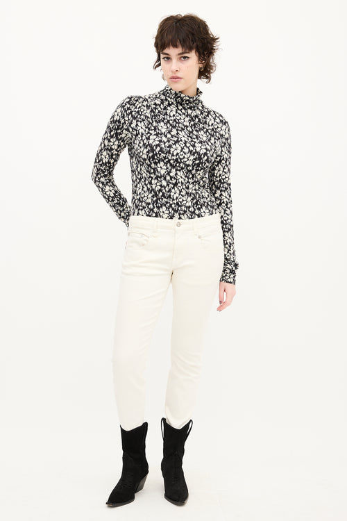 Isabel Marant Étoile Black & Cream Printed Lou Top