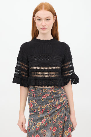 Isabel Marant Étoile Black Crochet Frizy Cropped Top