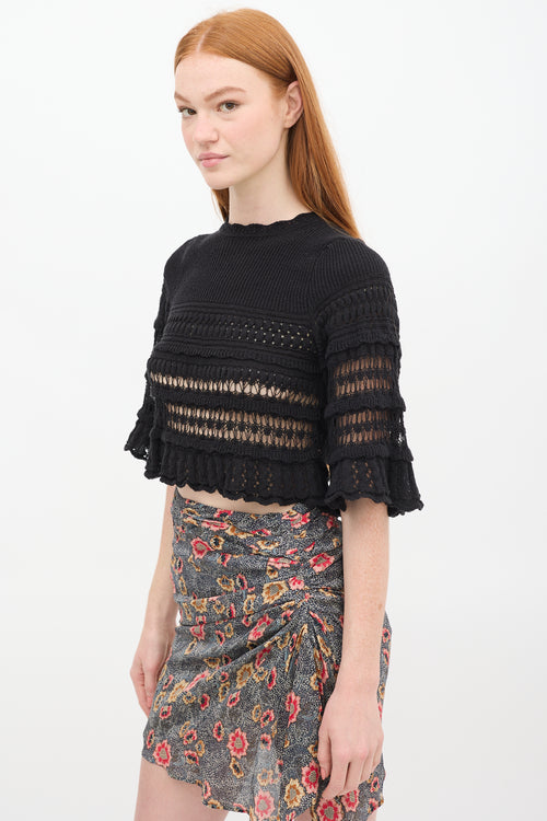 Isabel Marant Étoile Black Crochet Frizy Cropped Top