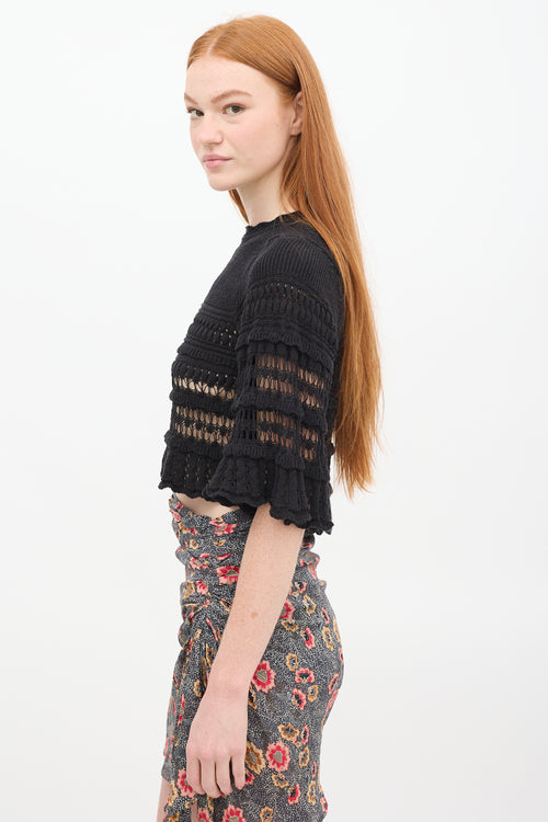 Isabel Marant Étoile Black Crochet Frizy Cropped Top