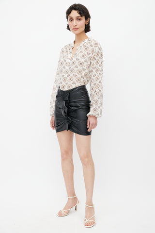 Isabel Marant Étoile Black Faux Leather Ruffled Skirt