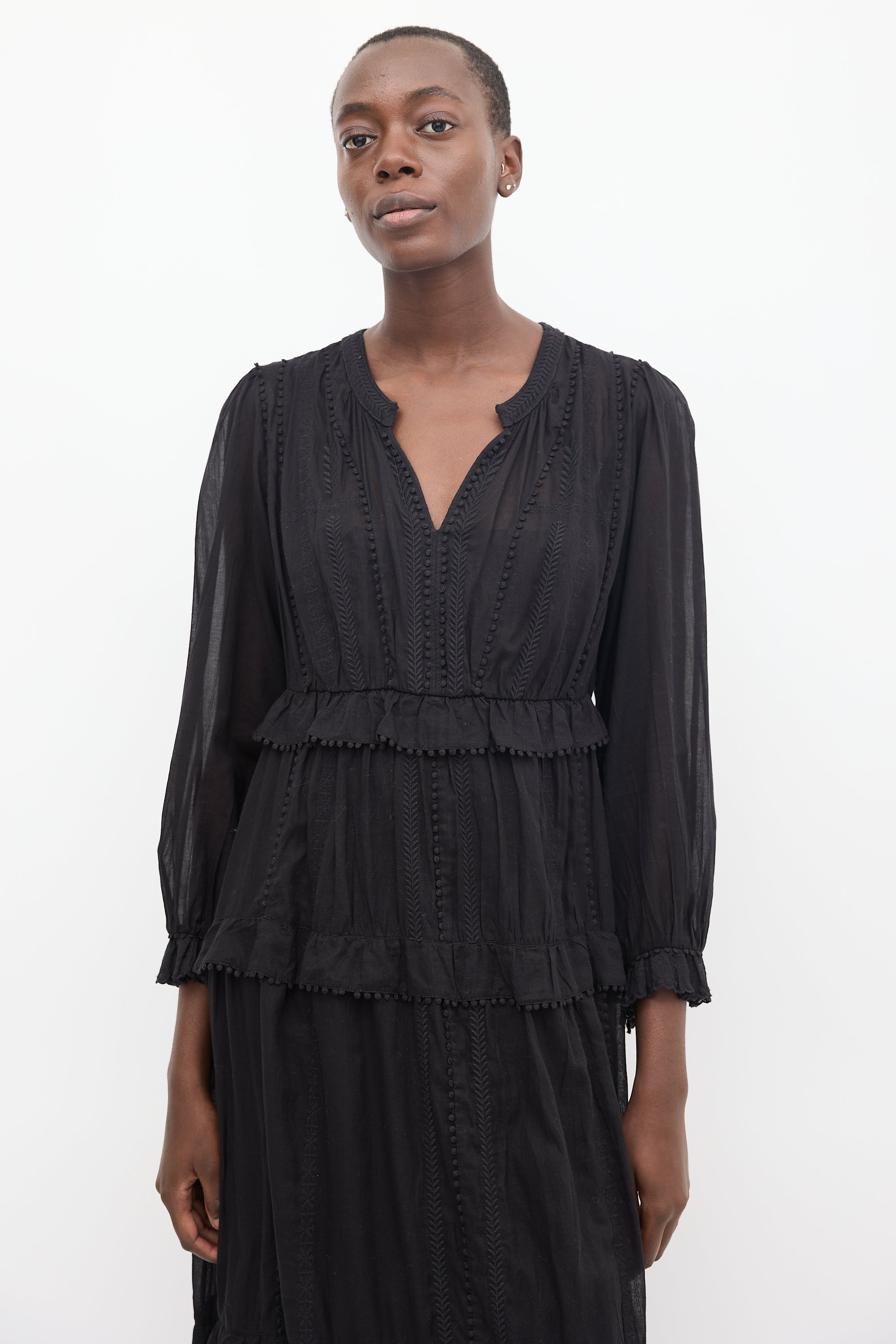 isabel marant etoile embroidered dress Feliana Dress - Women - Black - Size 40