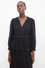 Isabel Marant Étoile Black Floral Embroidered Tiered Dress
