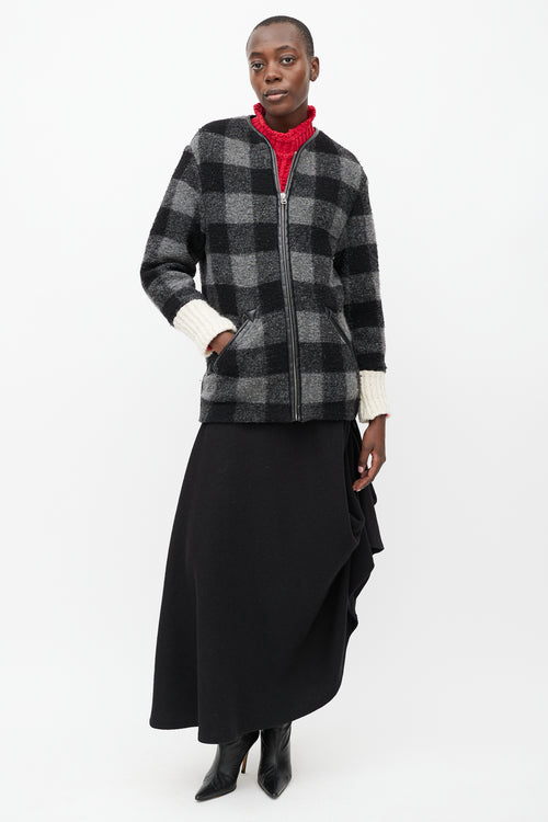 Isabel Marant Étoile Black & Grey Plaid Wool Light Jacket