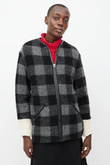 Isabel Marant Étoile Black & Grey Plaid Wool Light Jacket