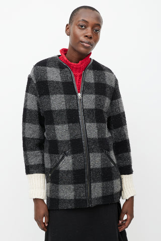 Isabel Marant Étoile Black & Grey Plaid Wool Light Jacket