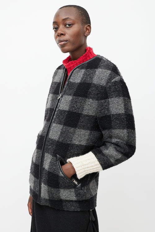 Isabel Marant Étoile Black & Grey Plaid Wool Light Jacket