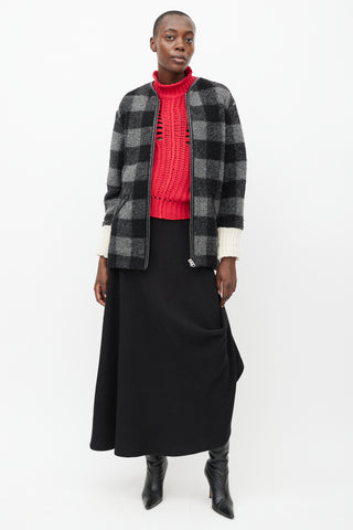 Isabel Marant Étoile Black & Grey Plaid Wool Light Jacket