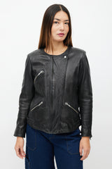 Isabel Marant Étoile Black Leather Padded Jacket