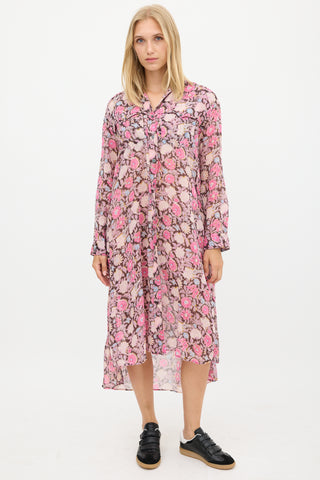 Isabel Marant Étoile Black & Pink Floral Shirt Dress