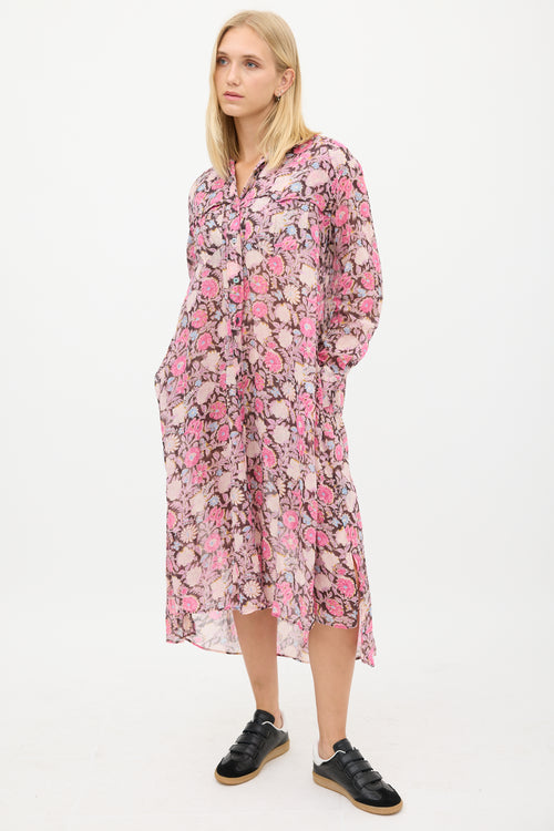 Isabel Marant Étoile Black & Pink Floral Shirt Dress