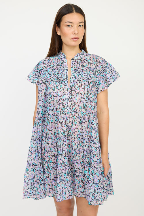 Isabel Marant Étoile Black & Purple Floral Pleated Dress