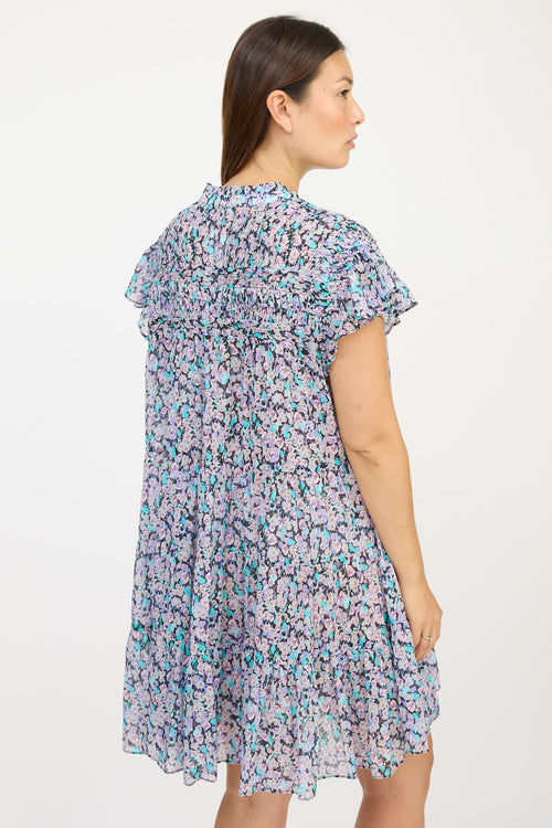 Isabel Marant Étoile Black & Purple Floral Pleated Dress