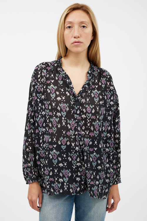 Isabel Marant Étoile Black & Purple Pattern Top