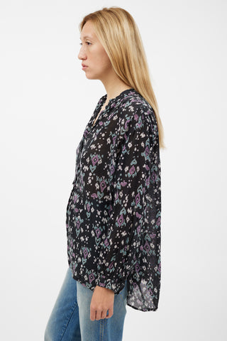 Isabel Marant Étoile Black & Purple Pattern Top