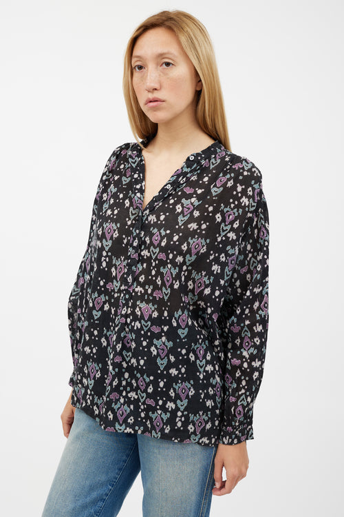 Isabel Marant Étoile Black & Purple Pattern Top