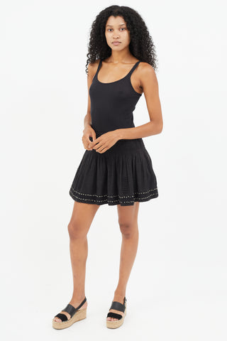 Isabel Marant Étoile Black Smocked Studded Skirt