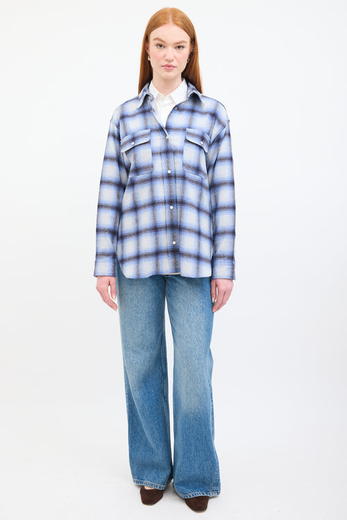 Isabel Marant Étoile Blue & Black Wool Plaid Marcela Shirt