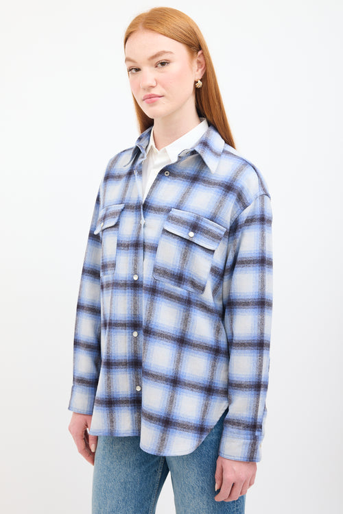 Isabel Marant Étoile Blue & Black Wool Plaid Marcela Shirt