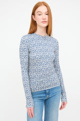 Isabel Marant Étoile Blue & Cream Leonio Printed Stretch Top