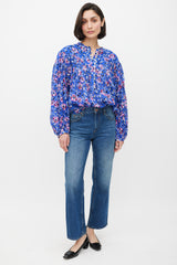 Isabel Marant Étoile Blue & Multicolour Ruffled Floral Top