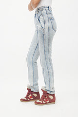 Isabel Marant Étoile Blue Pleated Slim Denim Jeans