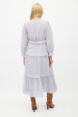 Isabel Marant Étoile Blue Tiered Embroidered Dress