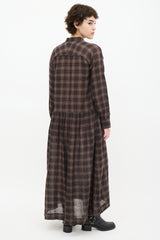 Isabel Marant Etoile Brown & Cream Ruffled Plaid Dress