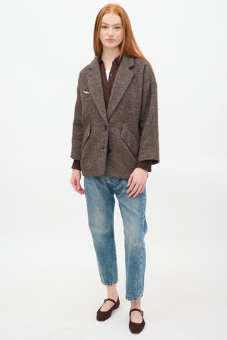 Isabel Marant Étoile Brown & Cream Wool Blazer