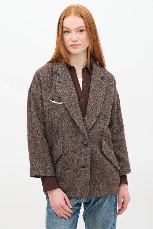 Isabel Marant Étoile Brown & Cream Wool Blazer