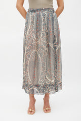 Isabel Marant Étoile Cream Blue & Red Printed Wrap Skirt