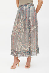 Isabel Marant Étoile Cream Blue & Red Printed Wrap Skirt
