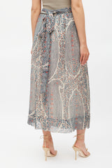 Isabel Marant Étoile Cream Blue & Red Printed Wrap Skirt