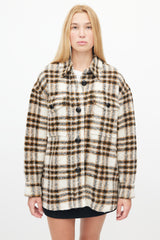 Isabel Marant Étoile Cream & Brown Plaid Wool Shirt Jacket