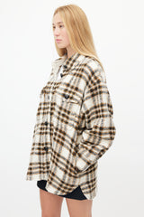 Isabel Marant Étoile Cream & Brown Plaid Wool Shirt Jacket