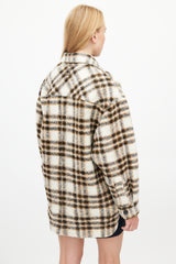 Isabel Marant Étoile Cream & Brown Plaid Wool Shirt Jacket