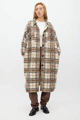 Isabel Marant Étoile Cream & Brown Wool Gabrion Plaid Coat