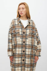 Isabel Marant Étoile Cream & Brown Wool Gabrion Plaid Coat