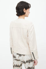 Isabel Marant Étoile Cream Leather Full Zip Jacket