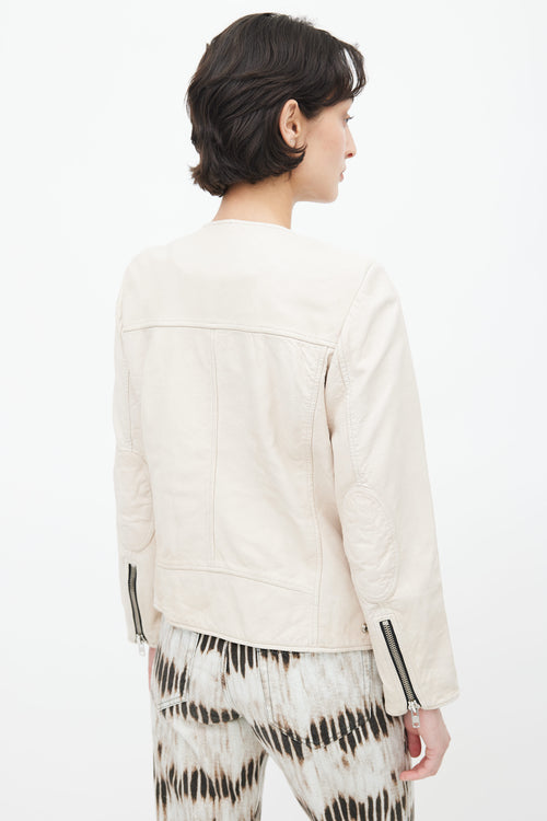 Isabel Marant Étoile Cream Leather Full Zip Jacket