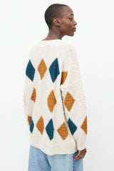 Isabel Marant Étoile Cream & Multicolour Knit Diamond Patchwork Sweater