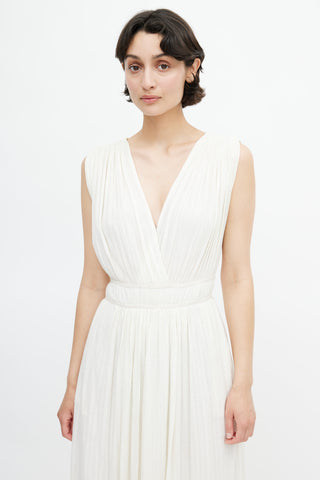 Isabel Marant Étoile Cream Pleated V-Neck Dress