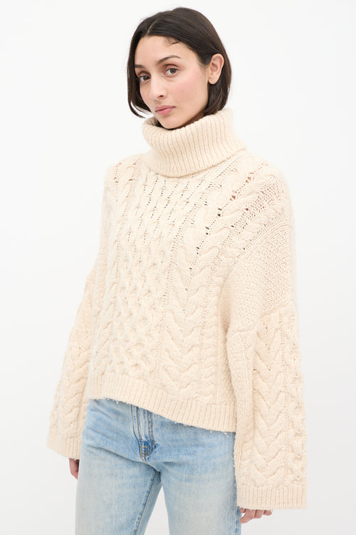 Isabel Marant Étoile Cream Wool Cable Knit Ingrid Sweater