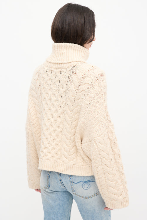 Isabel Marant Étoile Cream Wool Cable Knit Ingrid Sweater