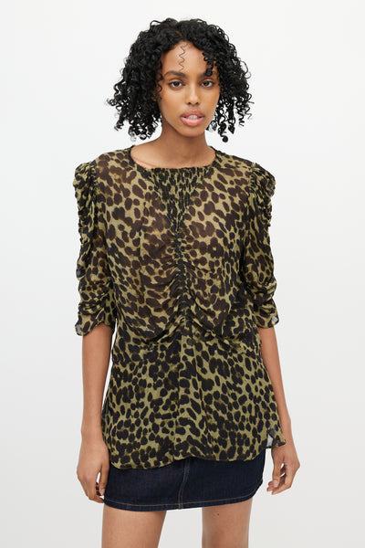 Isabel Marant Étoile // Green & Black Ruched Top – VSP