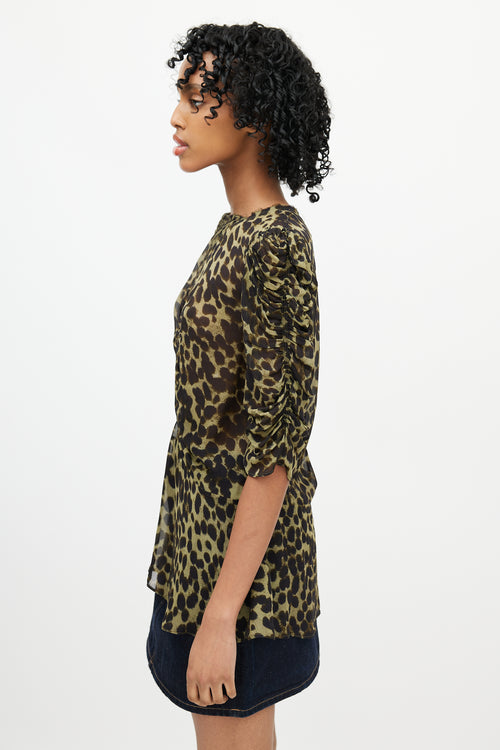 Isabel Marant Étoile Green & Black Ruched Top