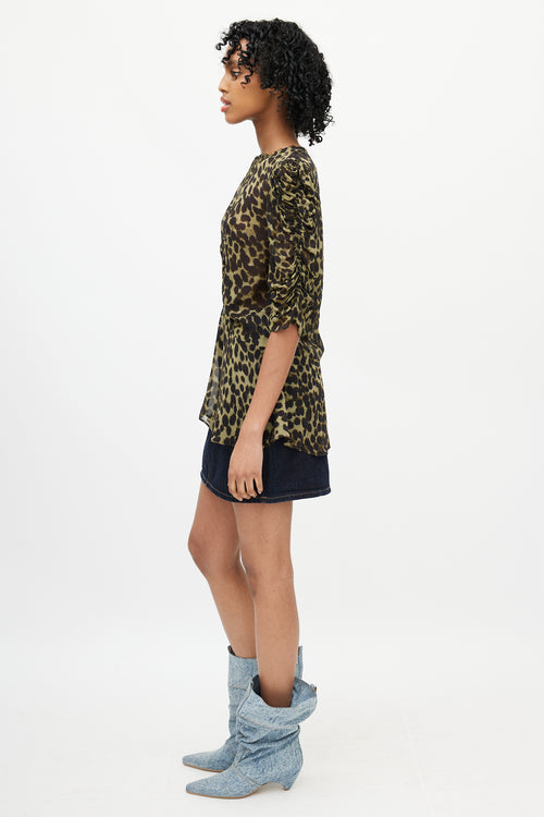 Isabel Marant Étoile Green & Black Ruched Top