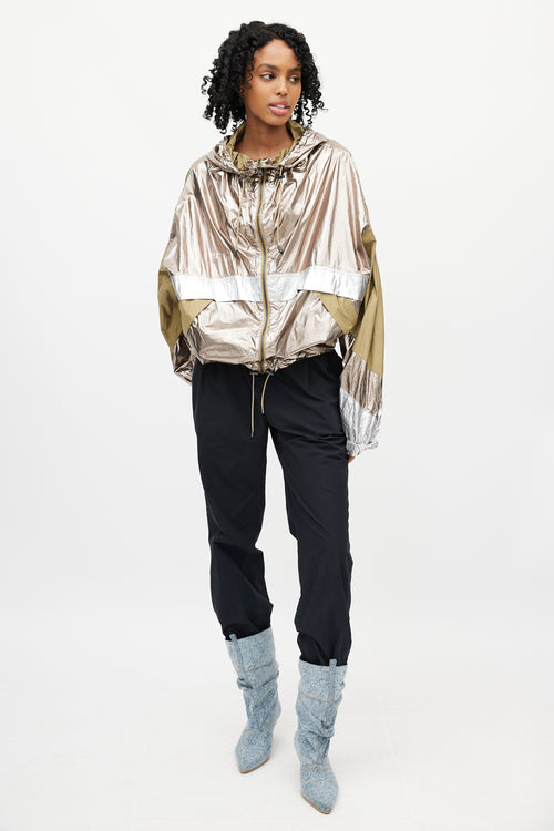 Isabel Marant Étoile Green & Gold Metallic Hooded Jacket